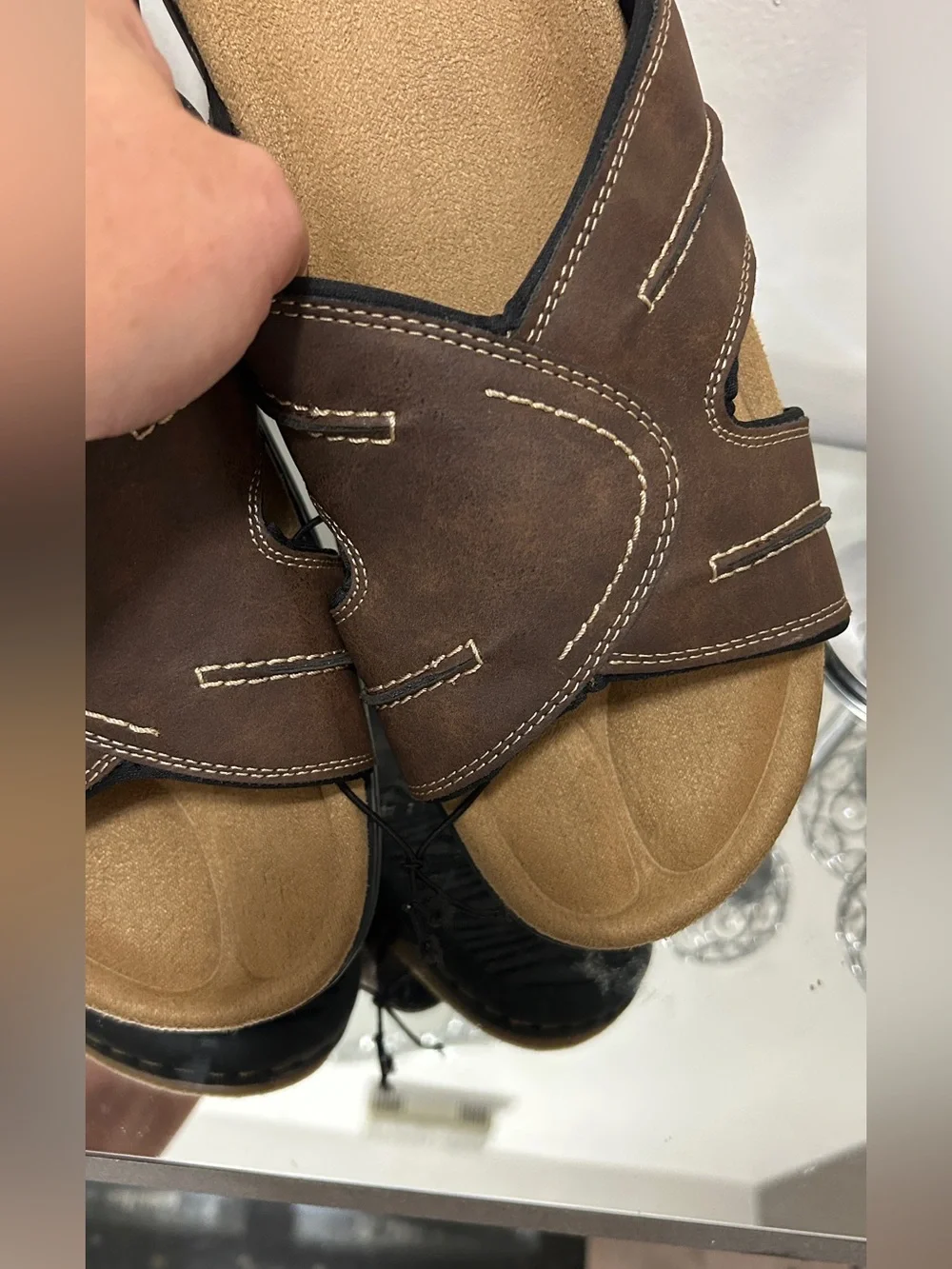 George Men’s Brown Comfort Slide Sandals Size 11 Cushioned NWT